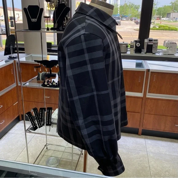 Reversible Check Cotton Burberry Harrington Jacket Black & Gray Men’s Large